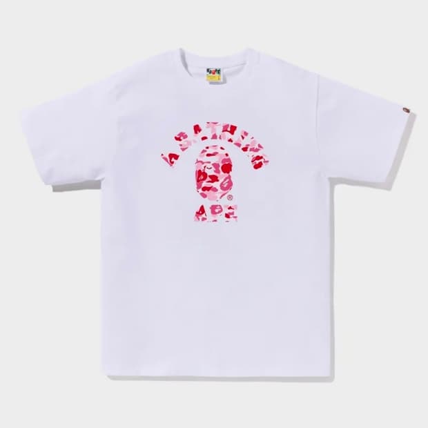 베이프 ABC 카모 콜리지 티셔츠(M) WHITE/PINK