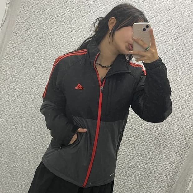 아디다스 포모션 블랙 그레이 배색 패디드 점퍼 95 C06506