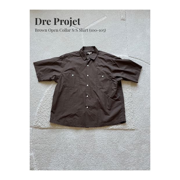 Dre Projet 브라운 오픈칼라 반팔 셔츠 (100-105)