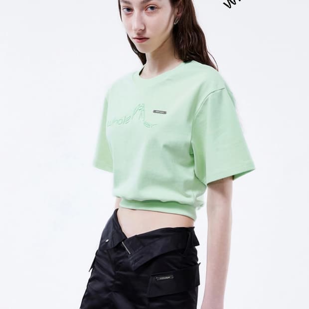 홀페이퍼 웨이스트 폴디드 나일론 숏 스커트