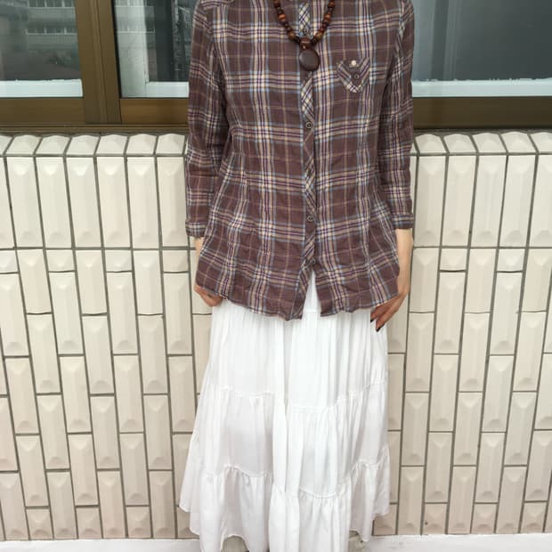 Pocket point check pattern blouse