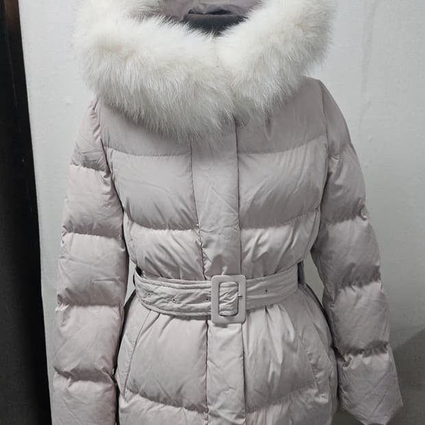 쉬즈미스] 폭스 퍼 벨티드 덕다운 패딩  55 후두일체