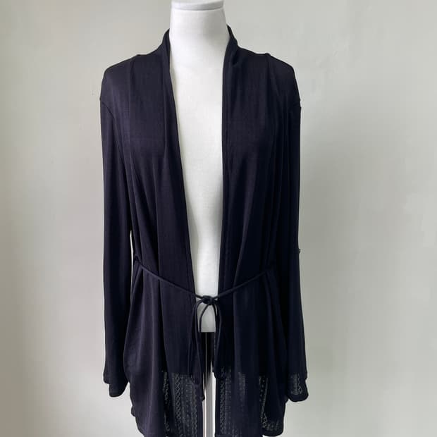 꾸레쥬 드레이프 자카드 패턴 가디건 