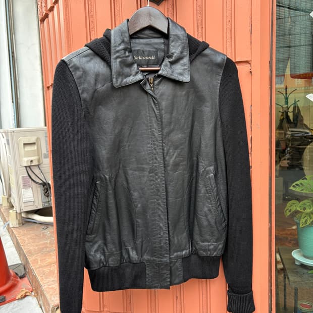 Vintage 소가죽 니트 자켓