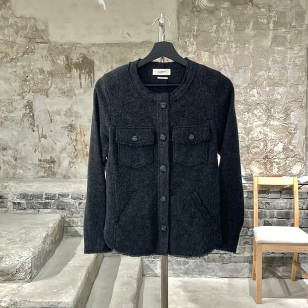 이자벨 마랑 에뚜왈 차콜 체스트 포켓 울 셔츠