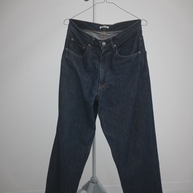 오라리 하드트위스트 와이드 데님 팬츠 인디고