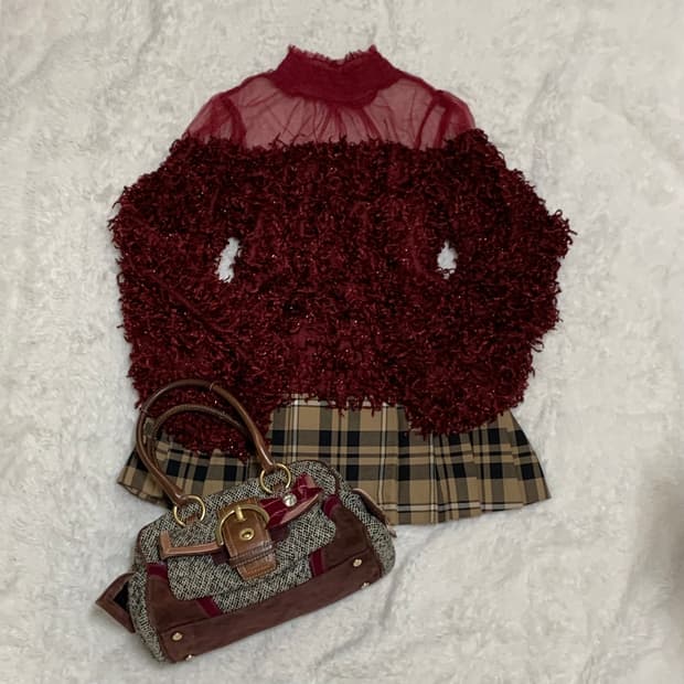 세실맥비 갸루 시스루 퍼 니트