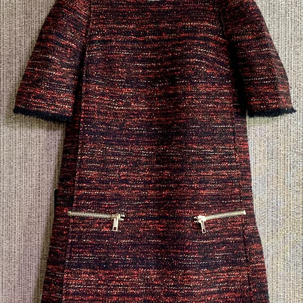 질바이질스튜어트 레드 울 블렌드 트위드 미니 원피스 연말 크리스마스 모임