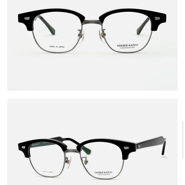 니시데카즈오 브로우라인2 엔틱실버 새상품 일본 하우스브랜드 안경 반뿔테