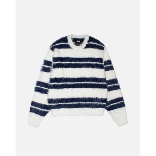 스투시 헤어리 스트라이프 니트