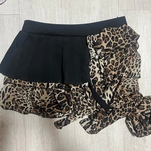 오네걀 갸루 호피 갸루 스커트 미니스커트 치마