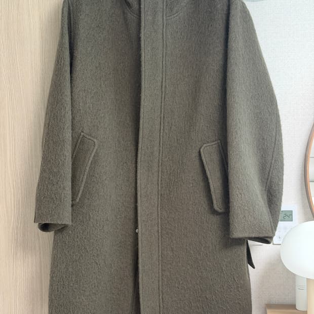 오라리 브러시드 알파카 울 멜튼 후드 코트