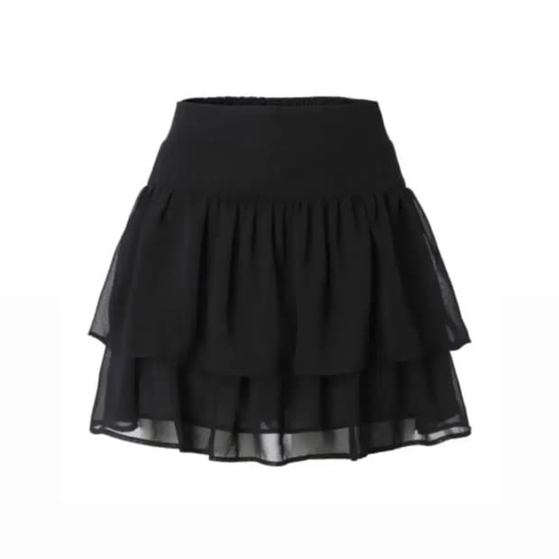 쓰리타임즈 스완 쉬폰 스커트 블랙 S