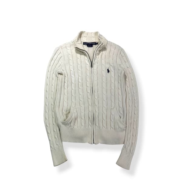 W 90 폴로 랄프로렌 스포츠 꽈배기 니트 집업