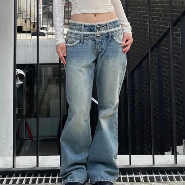 Sculptor Double Waist Boots Cut Denim