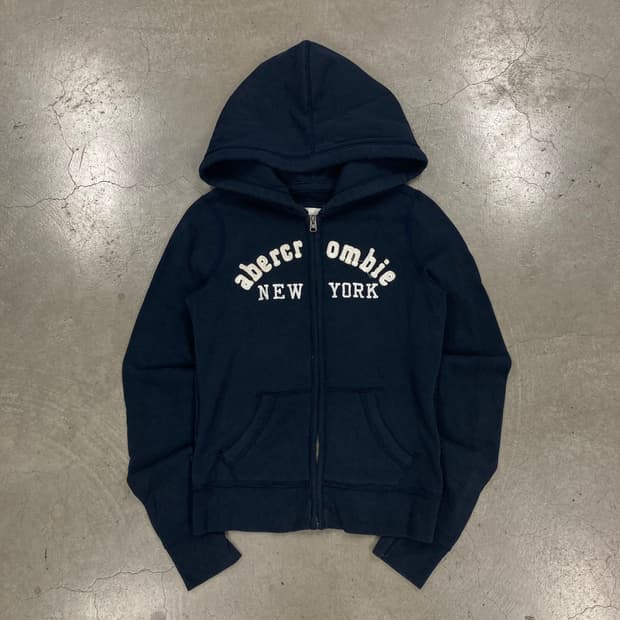 아베크롬비 네이비 컬러 아치 로고 후드집업