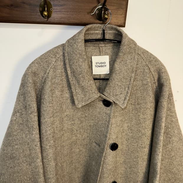 studio tomboy 헤링본 울 롱코트 free