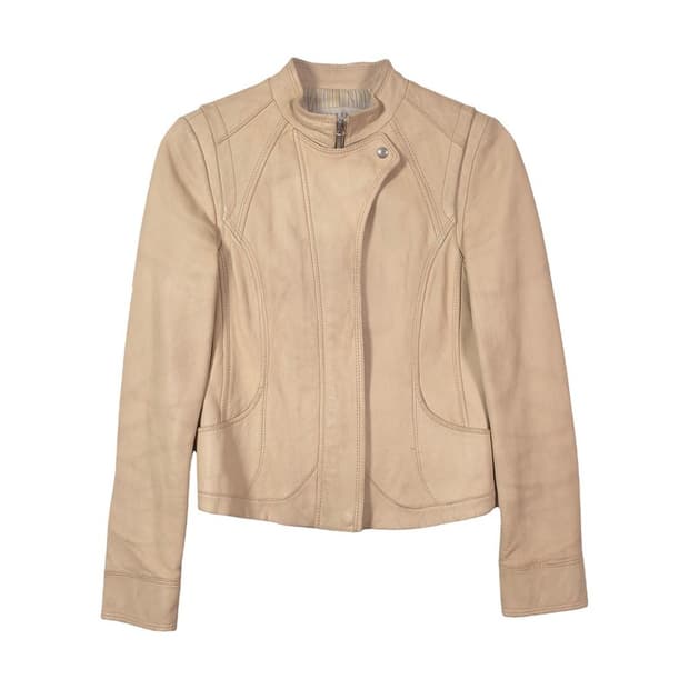 톰보이 빈티지 베이지 램스킨 싱글 라이더 자켓 85