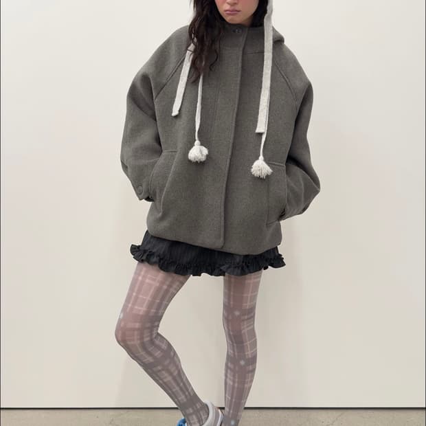 타입서비스 후디드 코트 그레이