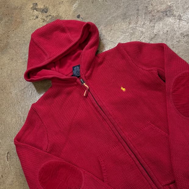 랄프로렌 폴로 레드 니트 후드집업