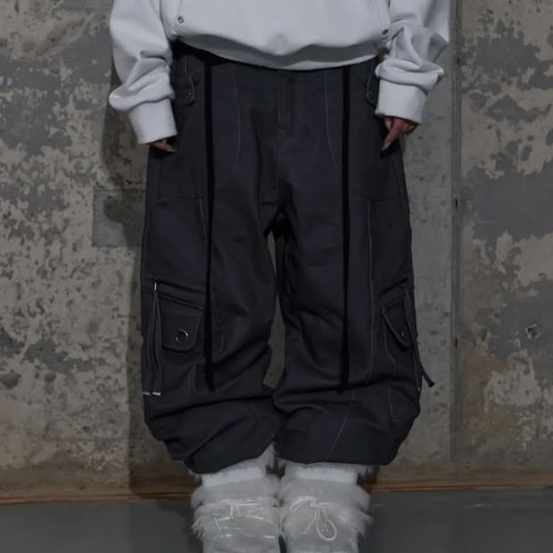 팬시클럽 크로스 포켓 카고 팬츠 (CHARCOAL)