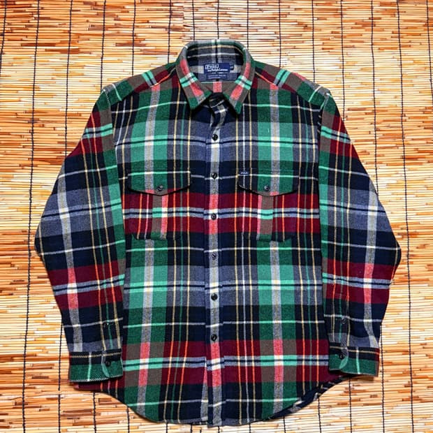 90s 폴로 랄프로렌  아크릴울 타탄 체크 셔츠 XL