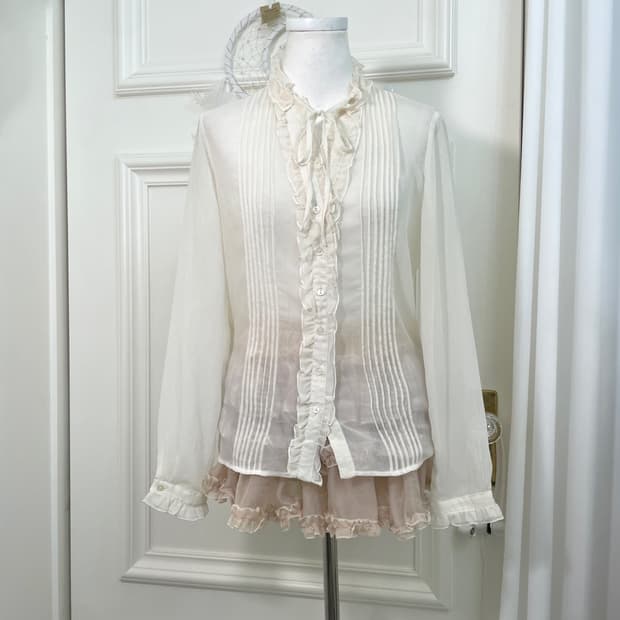 ivory ruffle bow princess blouse