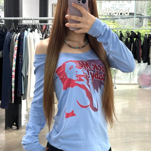 히스테릭글래머 락미베이비 양면로고 롱슬리브긴팔티