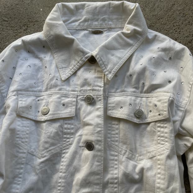 Beads white denim jacket