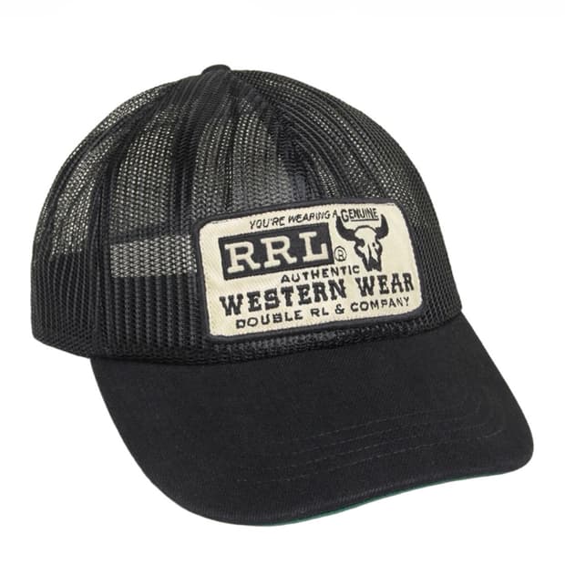 rrl 더블알엘 데님 빌 메쉬 트러커 캡 모자