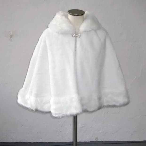 빈티지 화이트 퍼 케이프 망토 판초