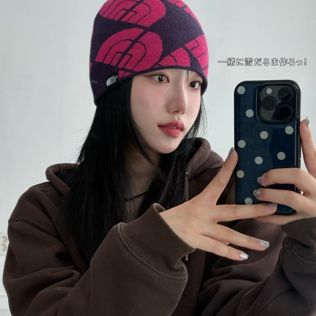 노스페이스 핑크보라 비니