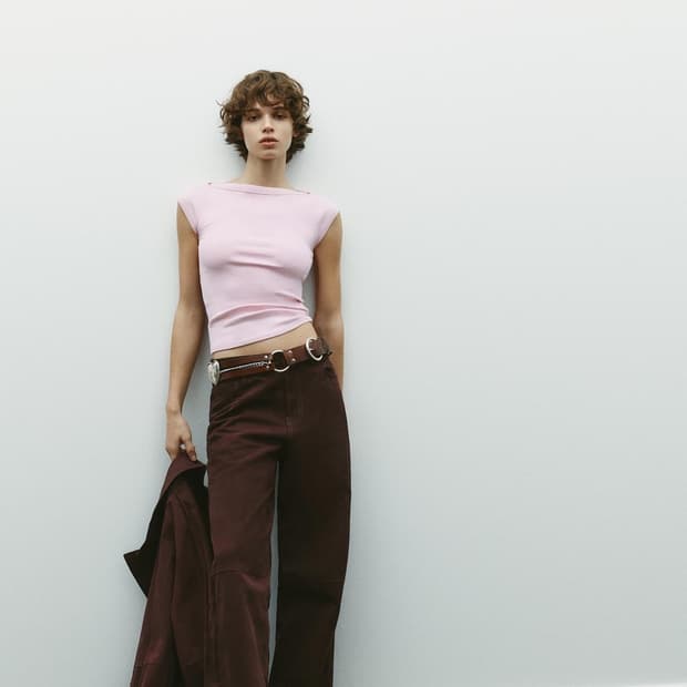 ZARA 자라 보트넥 탑 핑크