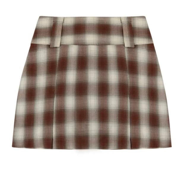 Fancy check pleated skirt