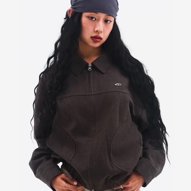 LINEN BOMBER JACKET CHARCOAL