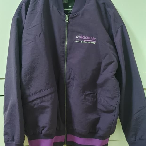 아디다스 바시티 봄버 자켓 퍼플 L