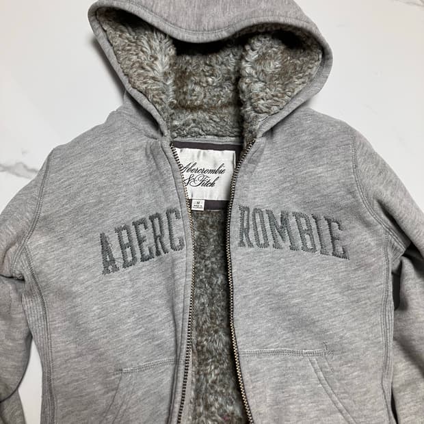 아베크롬비 Y2K 울프죠 딱붙핏 오리지널 빈티지 그레이 퍼 후디