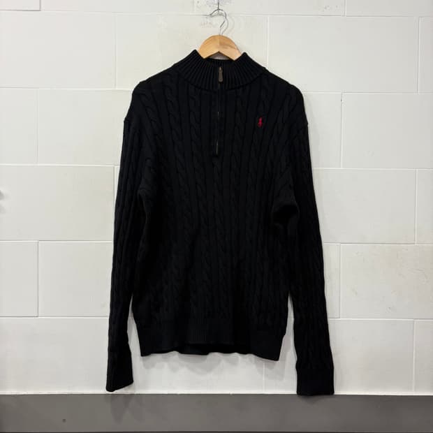 폴로랄프로렌 반집업 꽈배기 니트