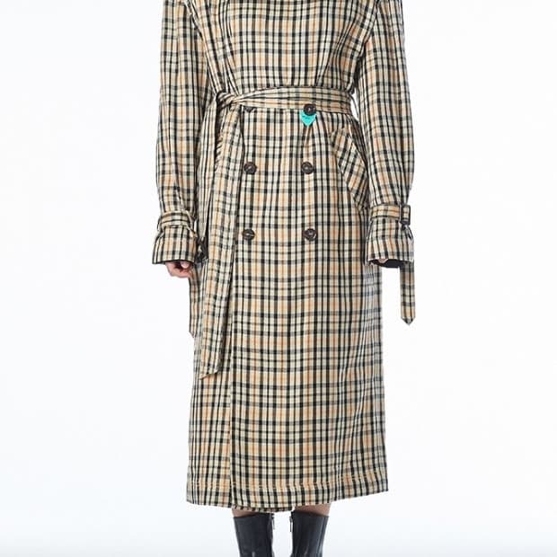 인스턴트펑크 체크 트렌치코트 