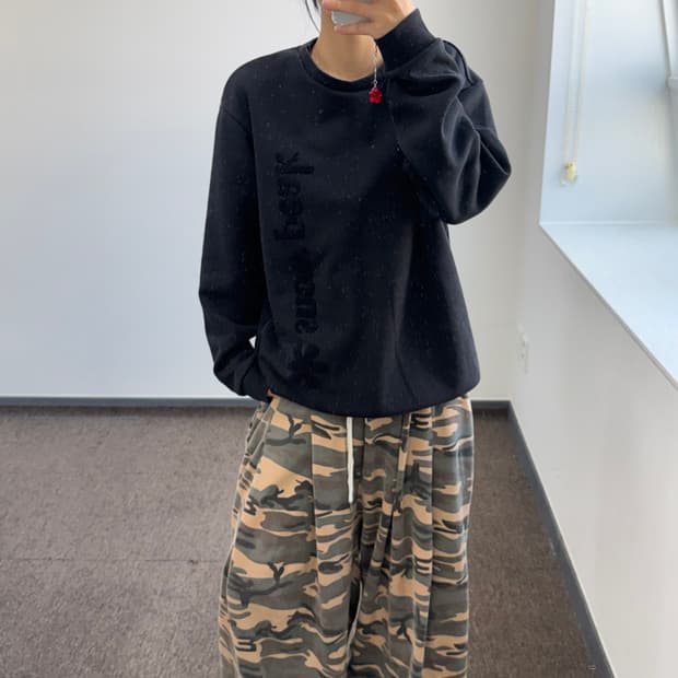 Snow peak 스노우피크 스펠아웃로고 블랙 맨투맨 