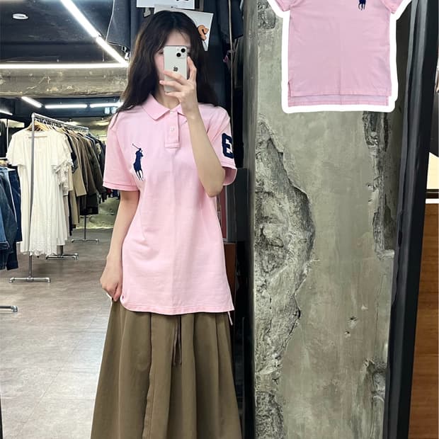 폴로 랄프로렌 빅포니 반팔 카라티 핑크 L #csz4080