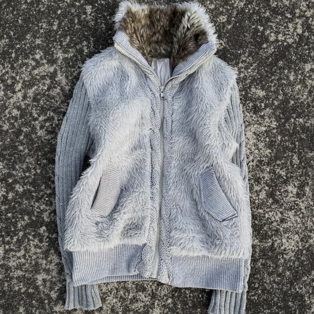 Gray Fur Zip Up