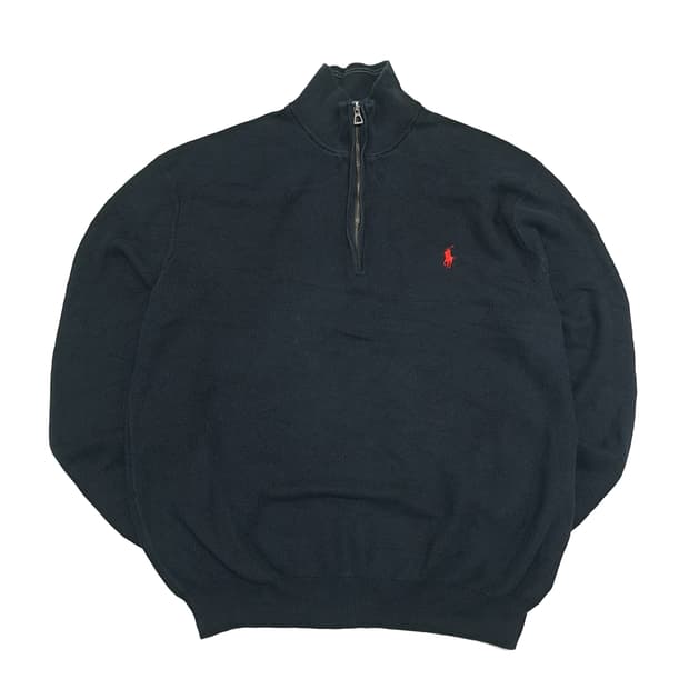 CN807 XL 폴로 랄프로렌 블랙 하프집업 피마코튼 긴팔 니트 스웨터