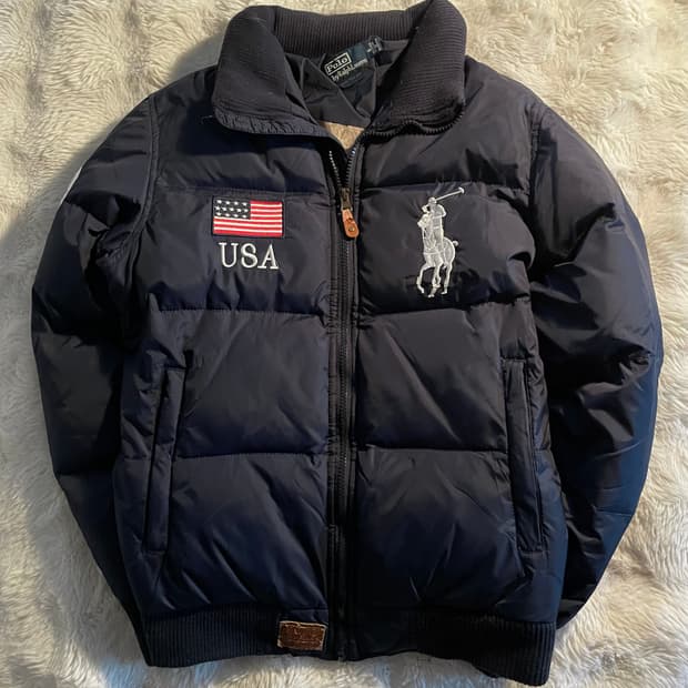 폴로 랄프 로렌 빅포니 성조기 USA 패딩 네이비