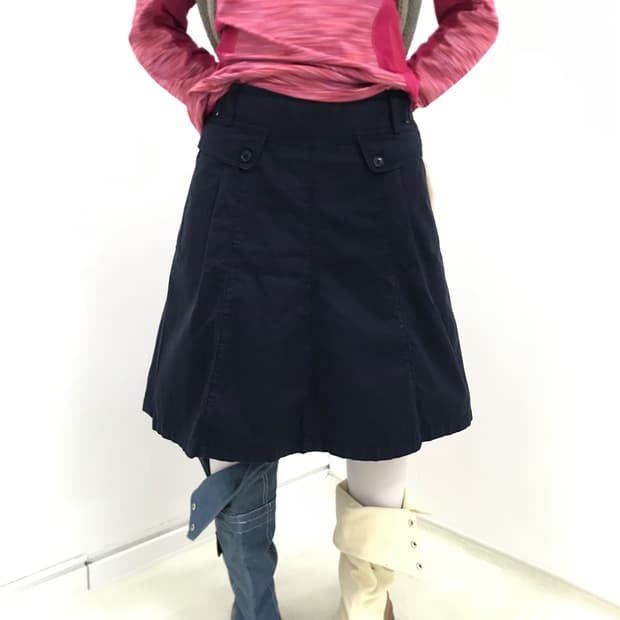 Hazzys navy belted basic midi skirt