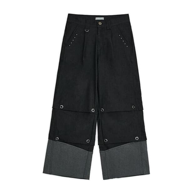 [M] 허그유어스킨 턱 데님 팬츠 블랙