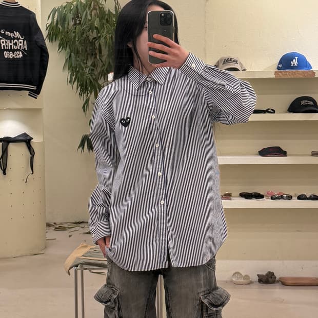 꼼데가르송 플레이 스트라이프 셔츠 U438