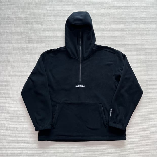 슈프림 24FW 폴라텍 페이스마스크 하프 집 후드 블랙