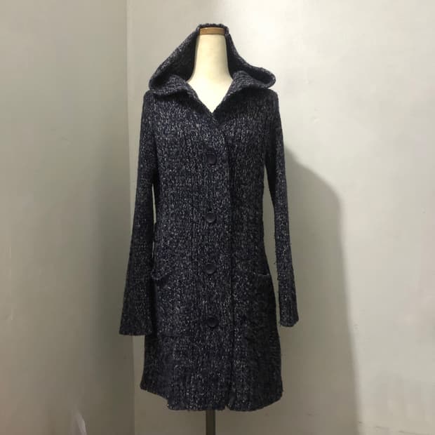 빈티지 solezia 네이비 후드 니트 롱가디건