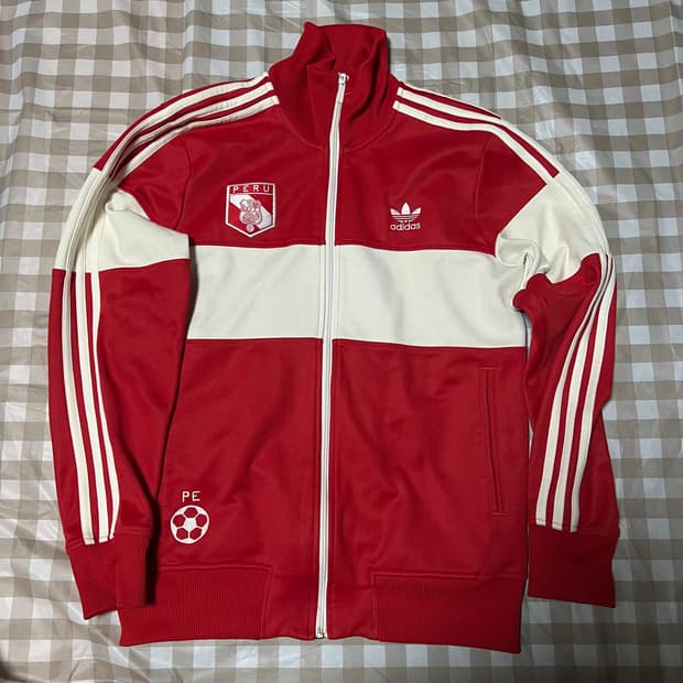 아디다스 페루 빈티지 져지 100 집업 삼선 트랙탑 축구 Y2K